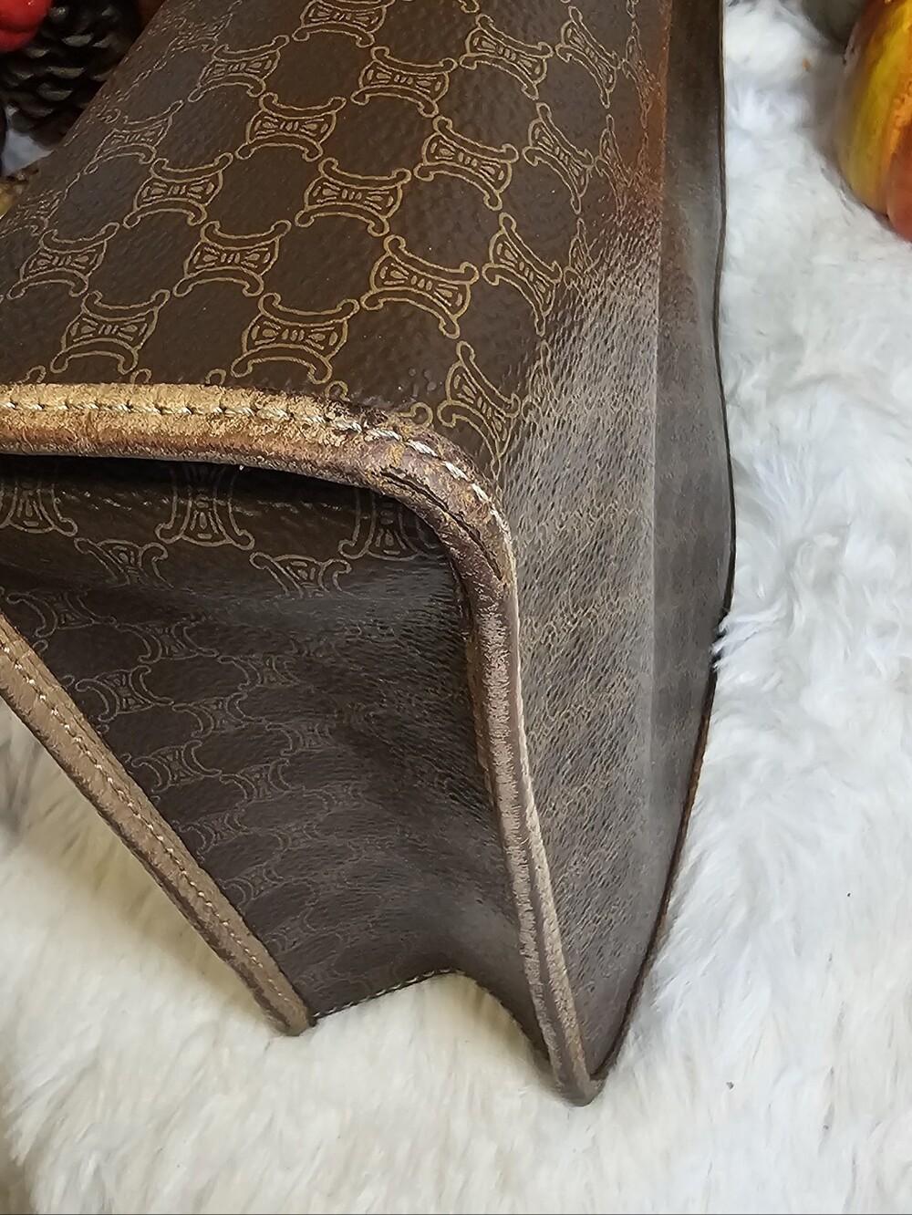 Celine Brown Monogram Canvas Clutch with Gold Hardware - Picture 9 of 14